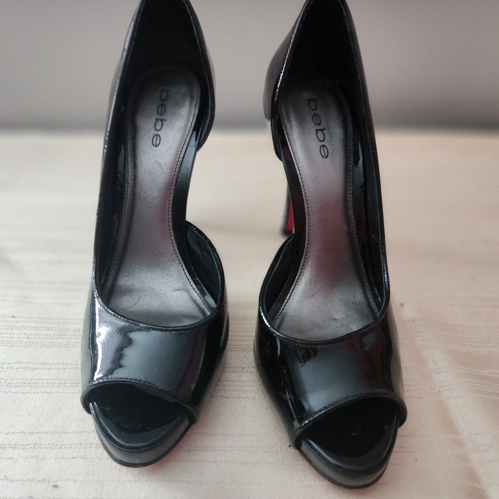 BEBE , black patent leather, size 7B
